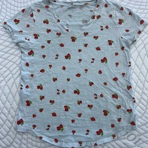 Old Navy Light Gray Tee with Strawberry Design